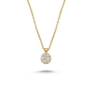 Flora Diamant Halskette - 14 Karat Rotgold mit Blume aus Diamanten 0,23-0,75 ct